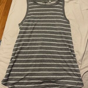 Athleta Gray and White Relaxed Sleeveless Tank Top
